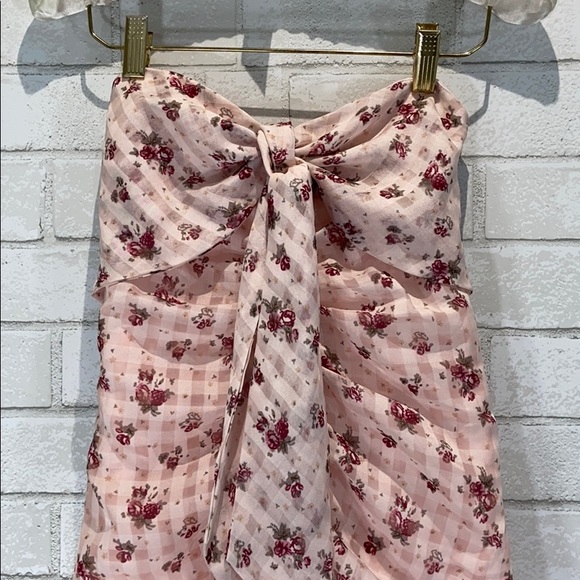 The East Order Blush Ruched Floral Lila Mini Dress - Picture 5 of 10